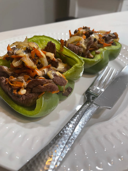 Stuffed "No-cheese" Steak Bell Peppers