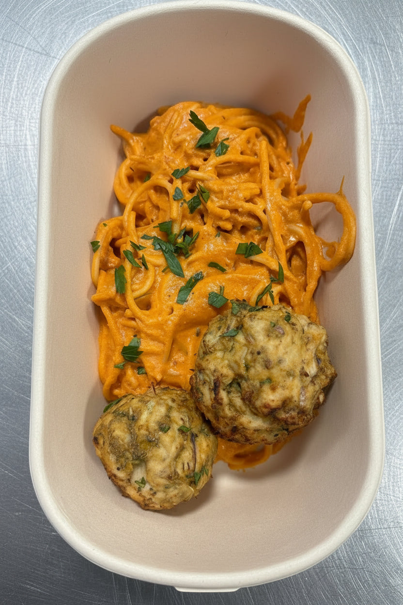 Turkey Meatball Spaghetti with Banza Pasta