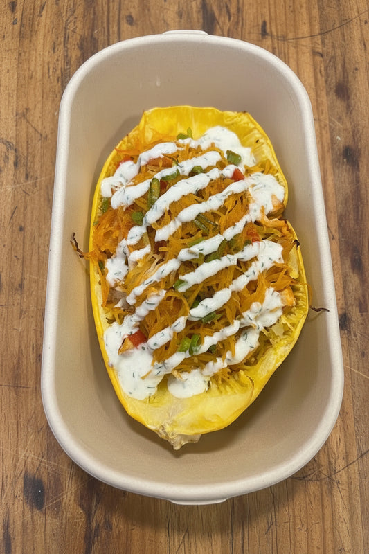 Buffalo Chicken Spaghetti Squash