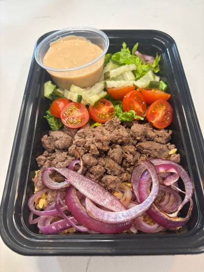 Hamburger in a Bowl with Choice of Rice