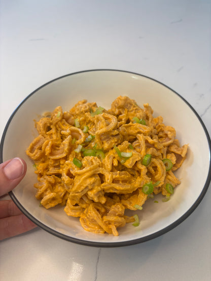 Buffalo Mac & "Cheese" Made with Protein Pasta